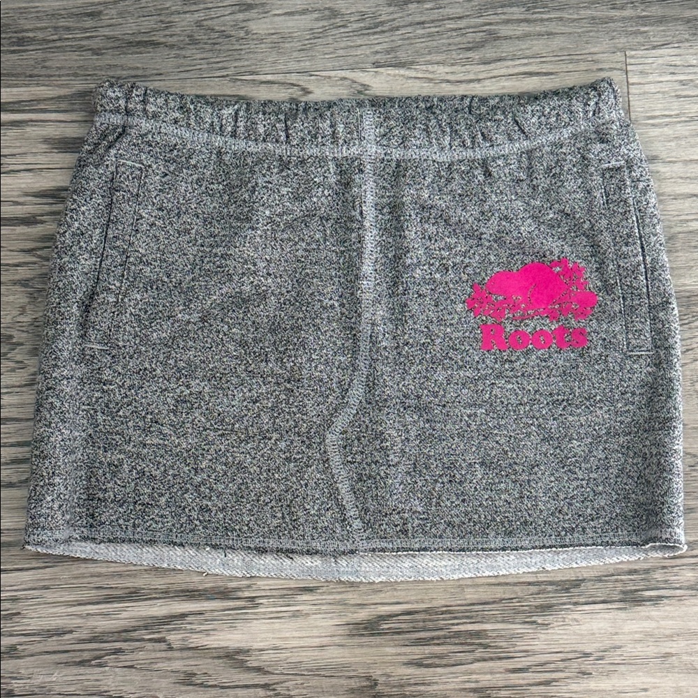 Roots Heathered Gray Skirt with Vibrant Pink Logo
